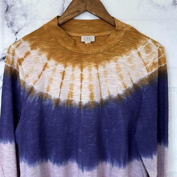 LOGO by Lori Goldstein Tie-Dye Cotton Slub Mock-Neck Top Size XLarge - Picture 5 of 13